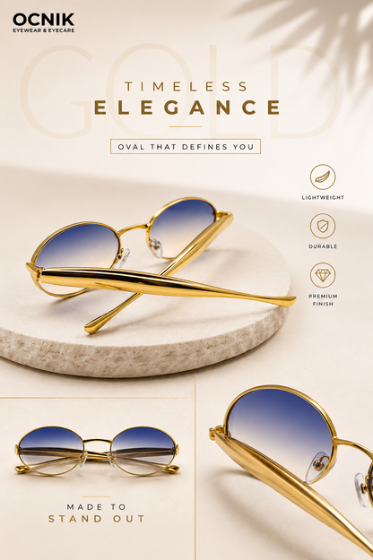 Ocnik Gold Oval Gradient Sunglasses